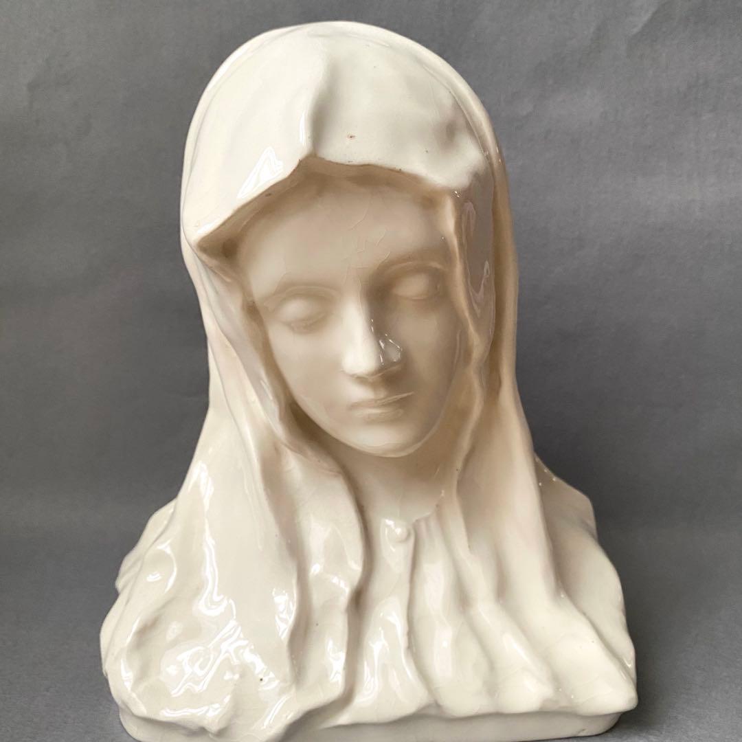 【アンティーク】 陶器 マリア 胸像