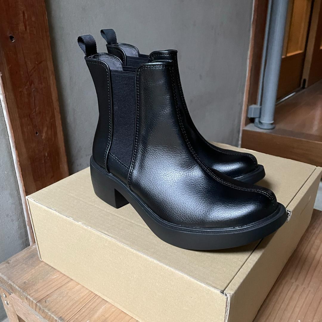 【未使用品】やさしい靴工房Belle&Sofaサイドゴアブーツ23.5cm黒