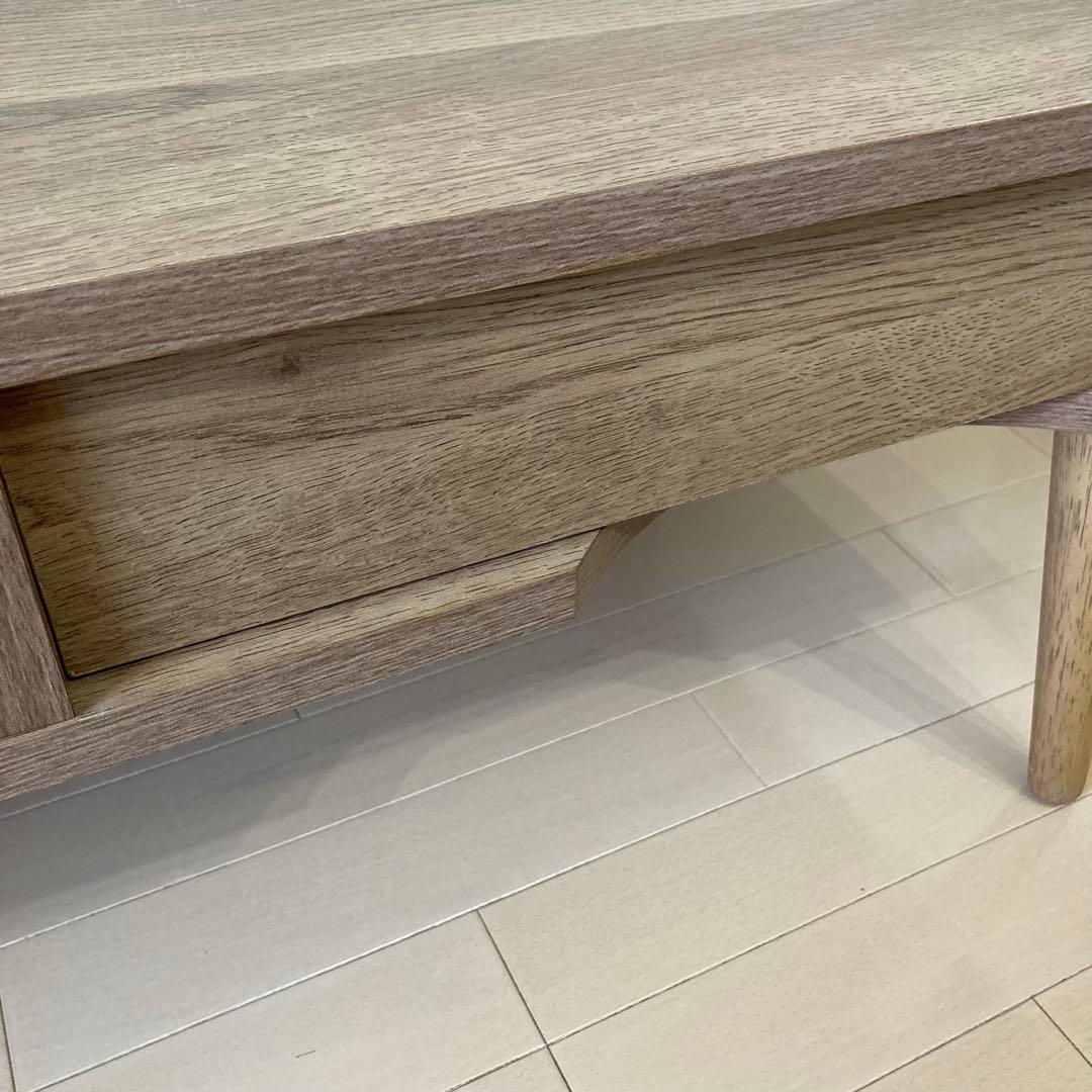 LOWYA ナチュラルウッド ローテーブル 引き出し付き