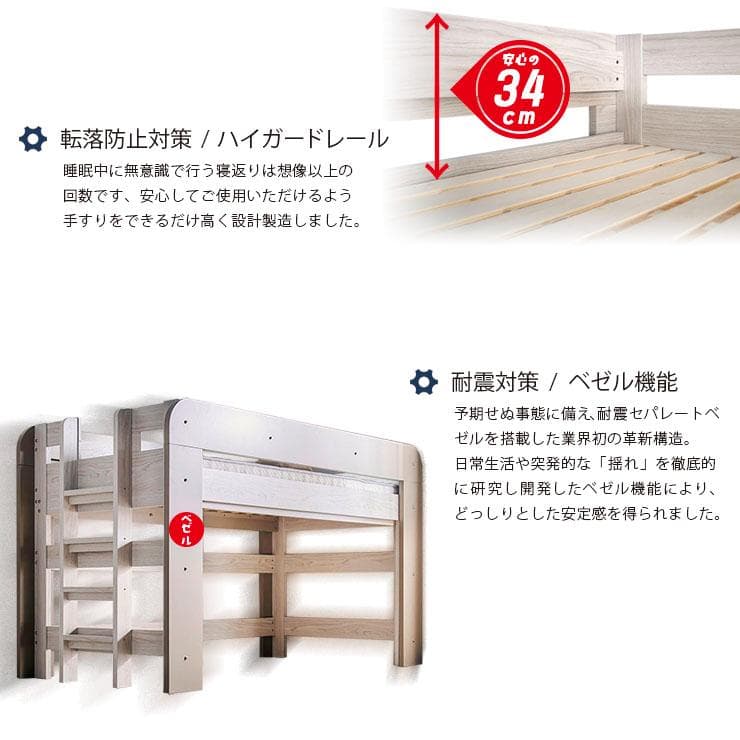 【九州～関東まで送料無料*】ロフトベッドhoney WHxVG　アウトレット04