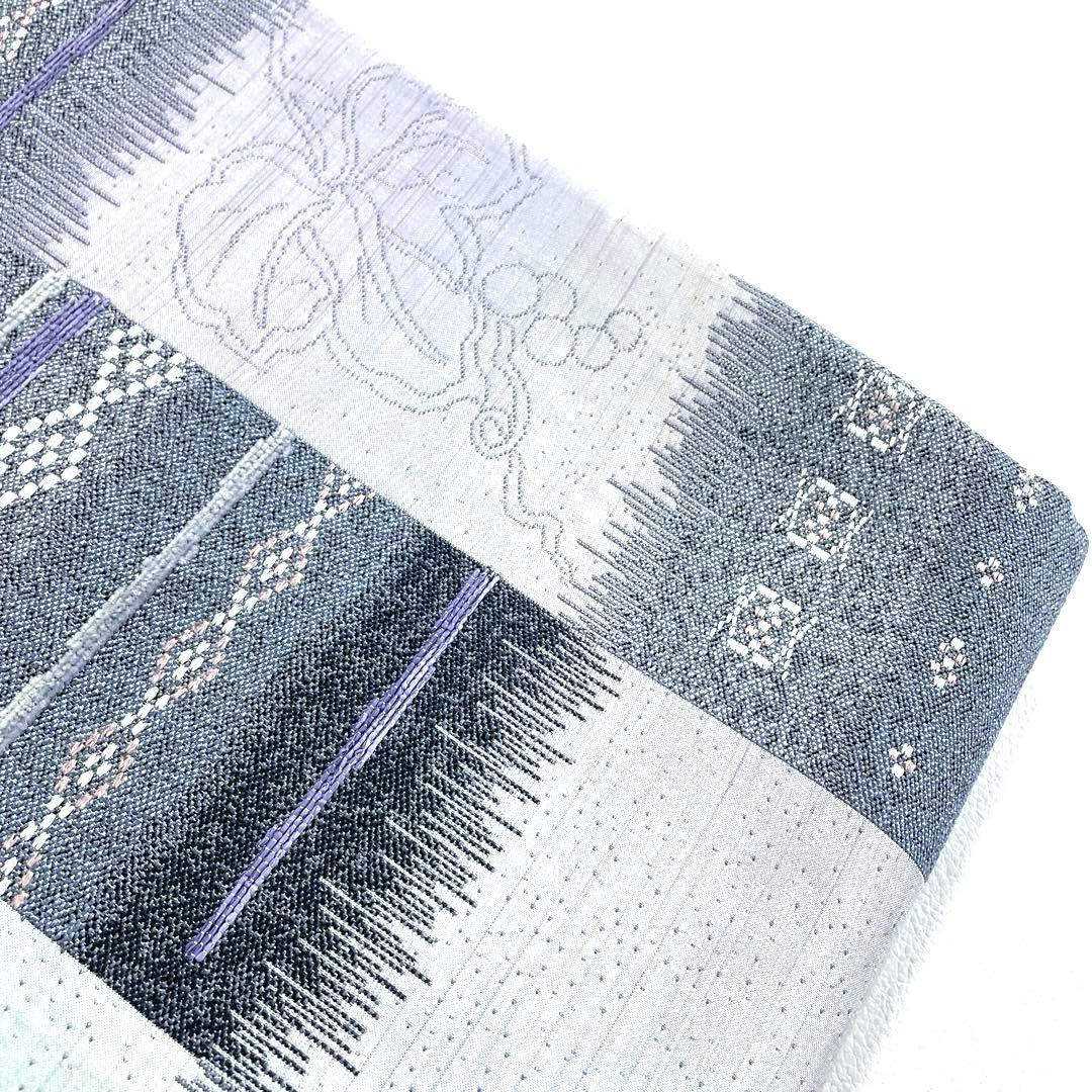 専用帯6092 6085 二点セット ●高級 正絹 花織片面全通リバーシブル袋帯