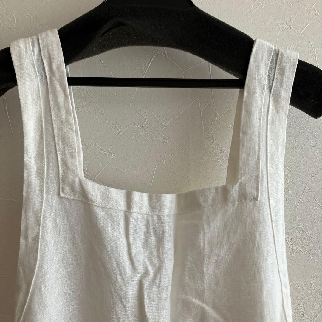 ツムグ　リネン100% エプロン ウエストリボン付き