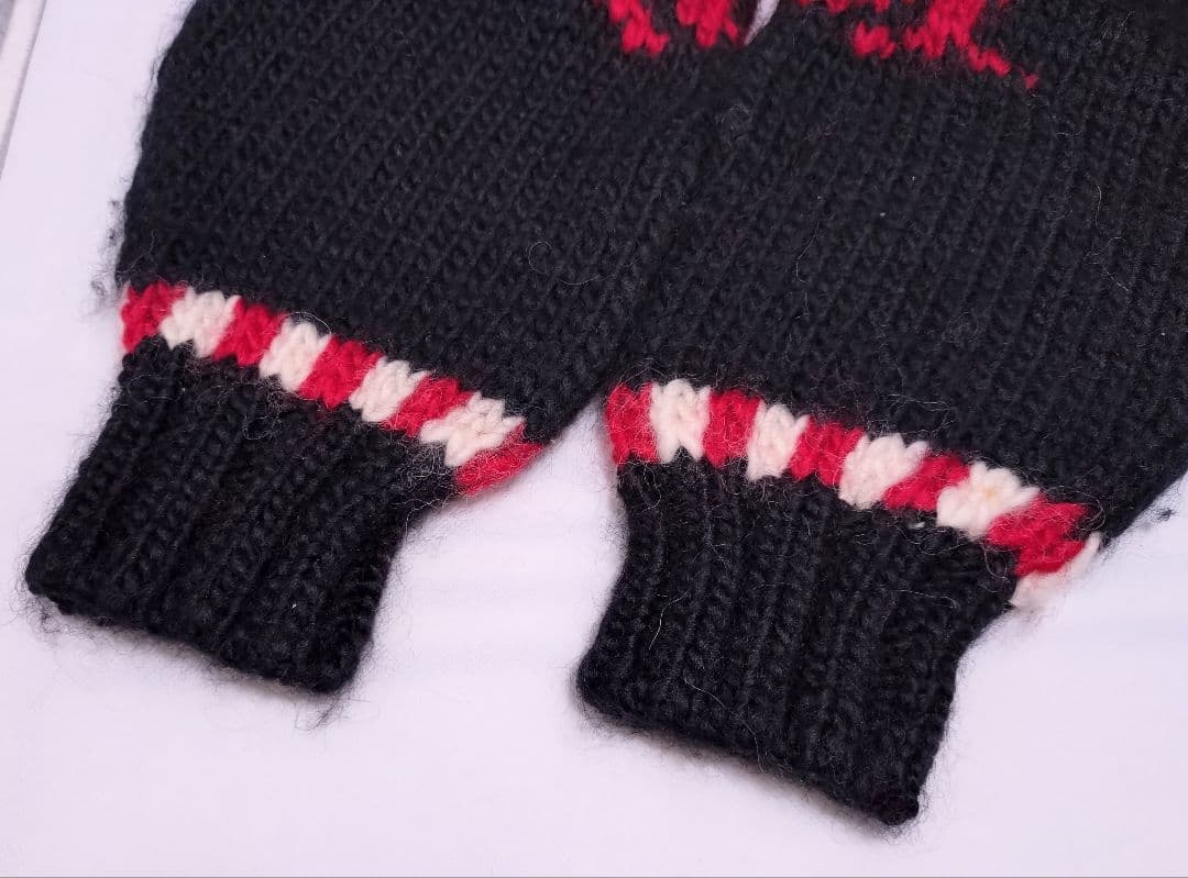 【Lサイズ】FIRST DOWN カウチンニット 黒　カウボーイ柄