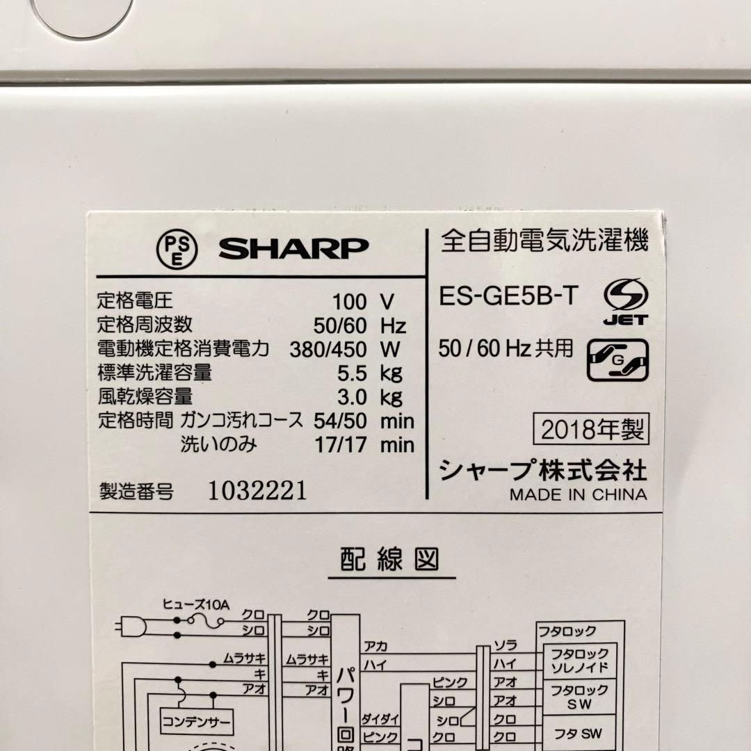 人気のSHARP！一人暮らしにちょうどいい♪全自動洗濯機5.5kg