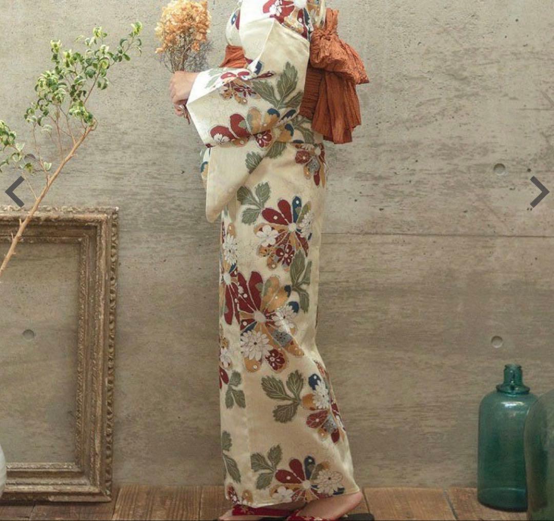 Dita浴衣古典菊　浴衣5点セット(ゆかた・帯・下駄・着付けマニュアル・腰ひも)
