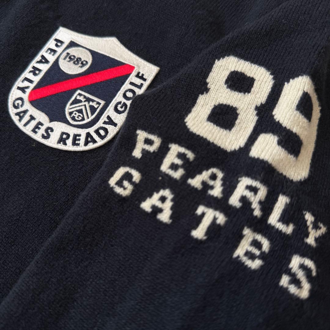 カシミヤ素材　パーリーゲイツ　ニット　紺　M〜L相当　ハーフジップ　セーター　5