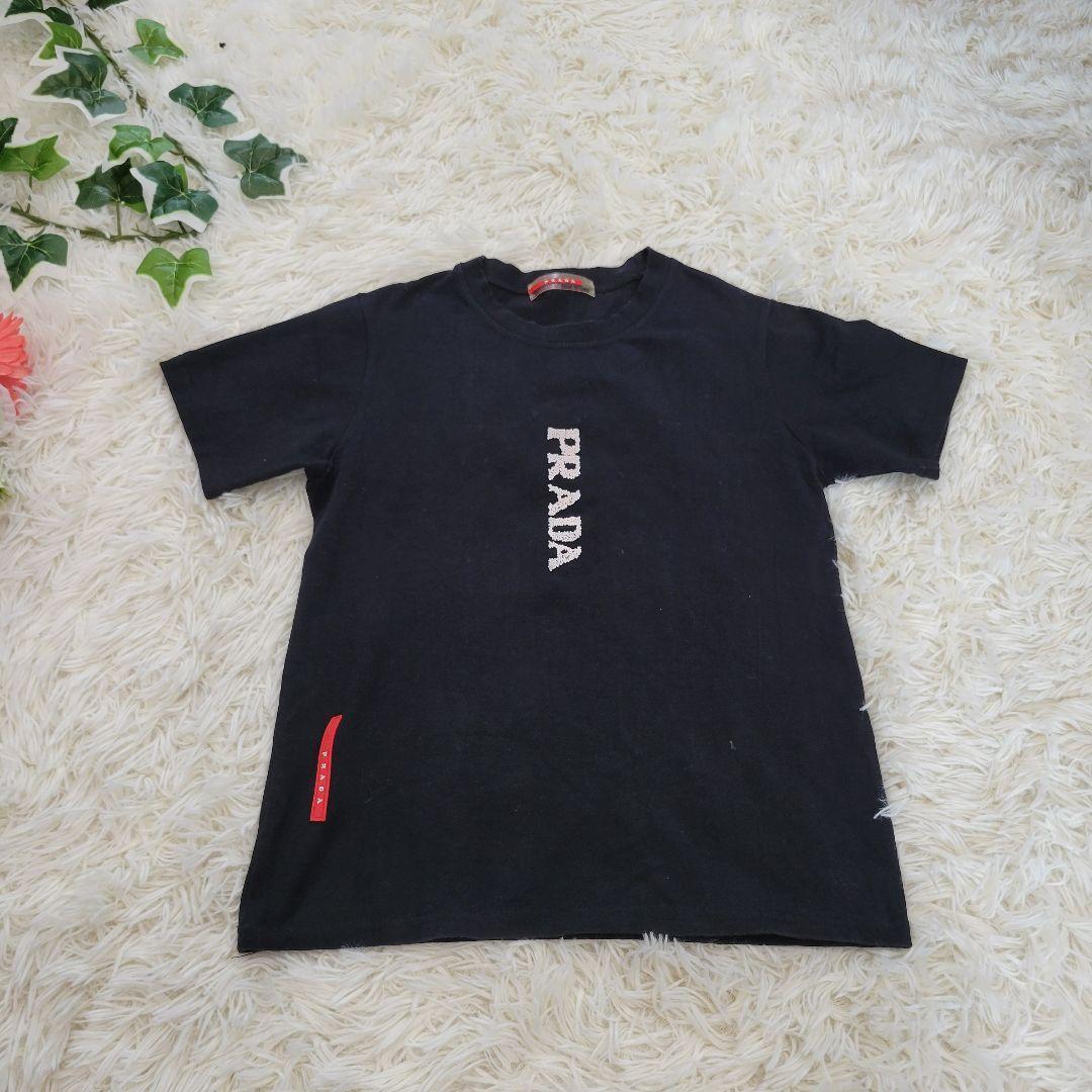 PRADA　プラダ　ブラック　ロゴ　お洒落　Tシャツ　半袖　トレーナー
