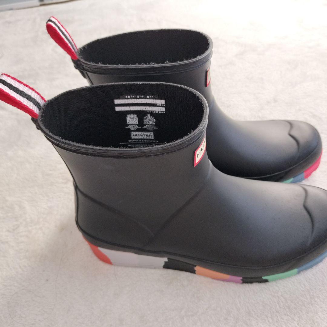 HUNTER ハンター プレイショートストライプソールブーツ 25 レインブーツ