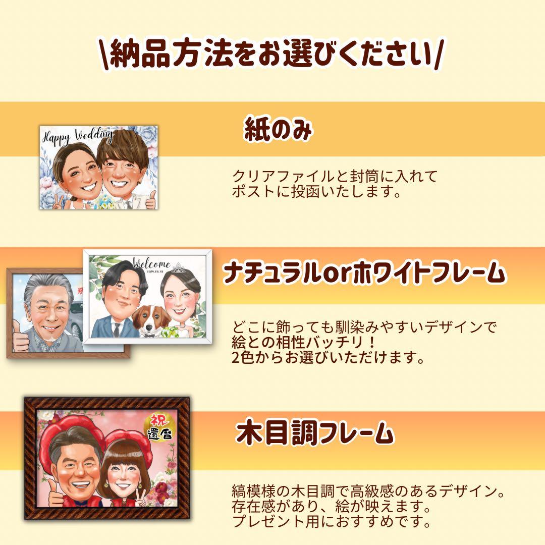 誇張を控えた優しい似顔絵オーダー♪母の日　父の日　還暦祝い　お名前ポエム　結婚式