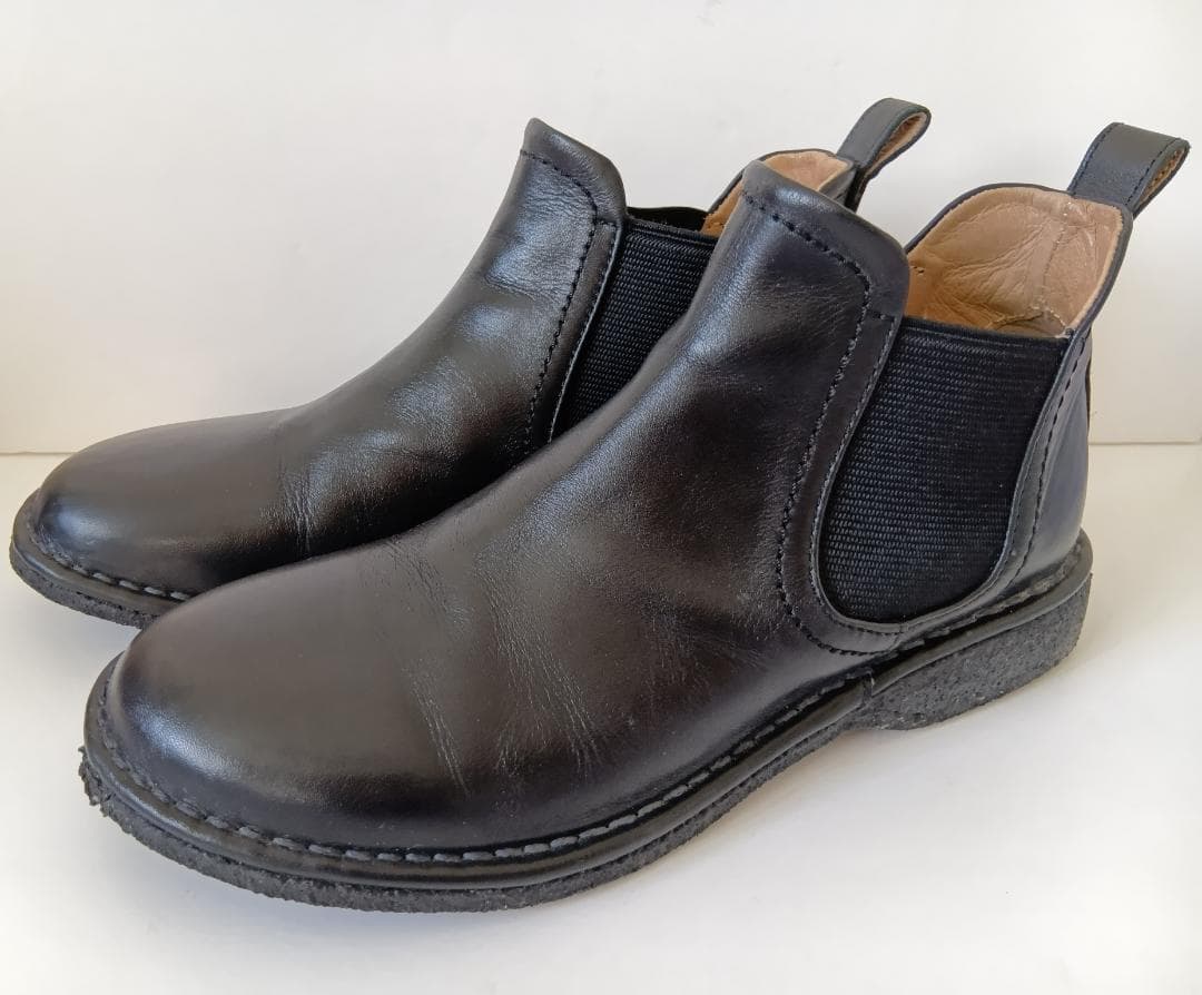 Saya 本革 ブラック 黒 ラボキゴシ フラット サイドゴアブーツ 23cm