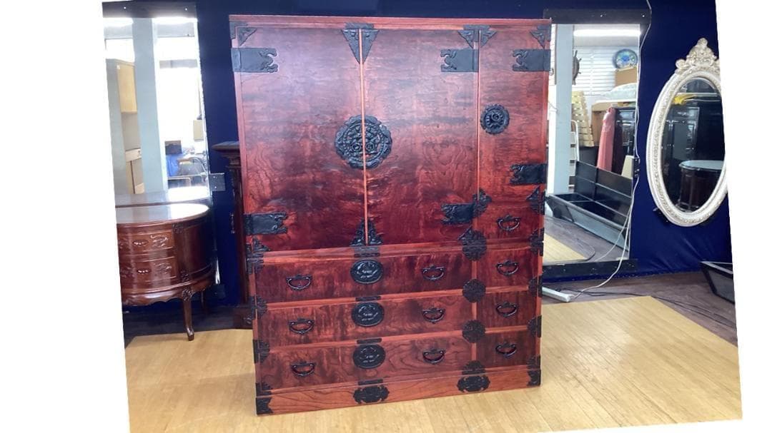 H4　美品　岩谷堂箪笥　不耒方衣裳タンス 漆/うるし塗り 欅/ケヤキ材 和箪笥