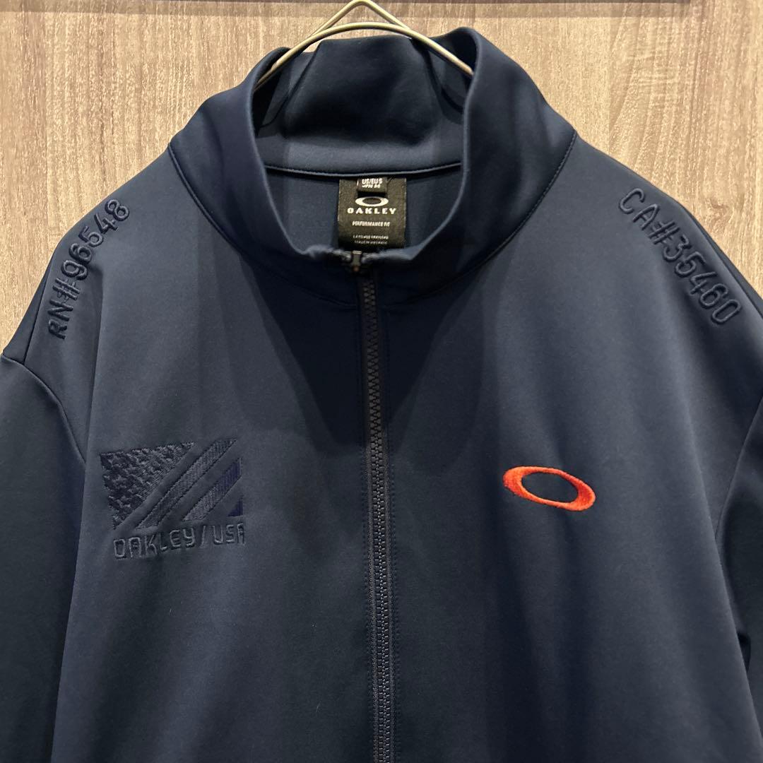 【美品】OAKLEY ゴルフウェア 上下セットアップ ジャージ 刺繍ロゴ 古着
