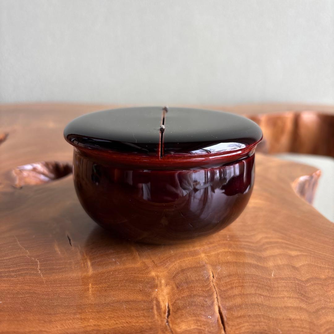 老松割蓋茶入 宗山造 西陣織仕覆付（覚々斎好青海波つぼつぼ）茶道具 共箱