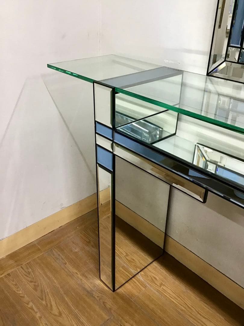 管987☆ベルギー製☆DEKNUDT☆デクヌートミラー☆ガラスコンソールテーブル