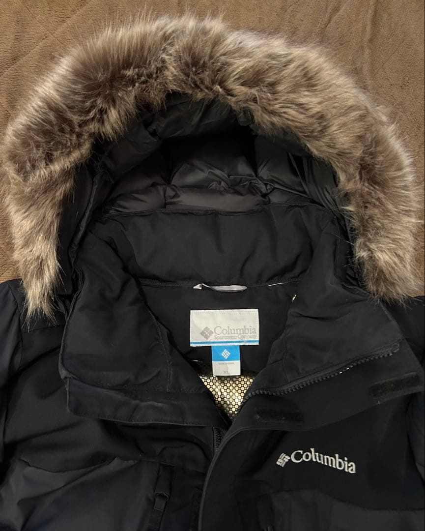 美品★コロンビア メンズ XL ダウンジャケット オムニヒート フード ファー付