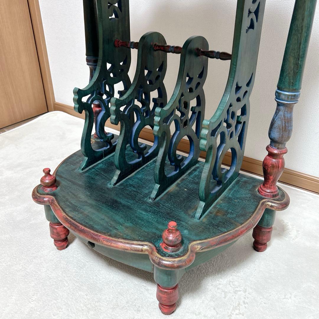 希少 英国 19世紀 彩飾ラック付 サイドテーブル 彫刻 19世紀〜1950s