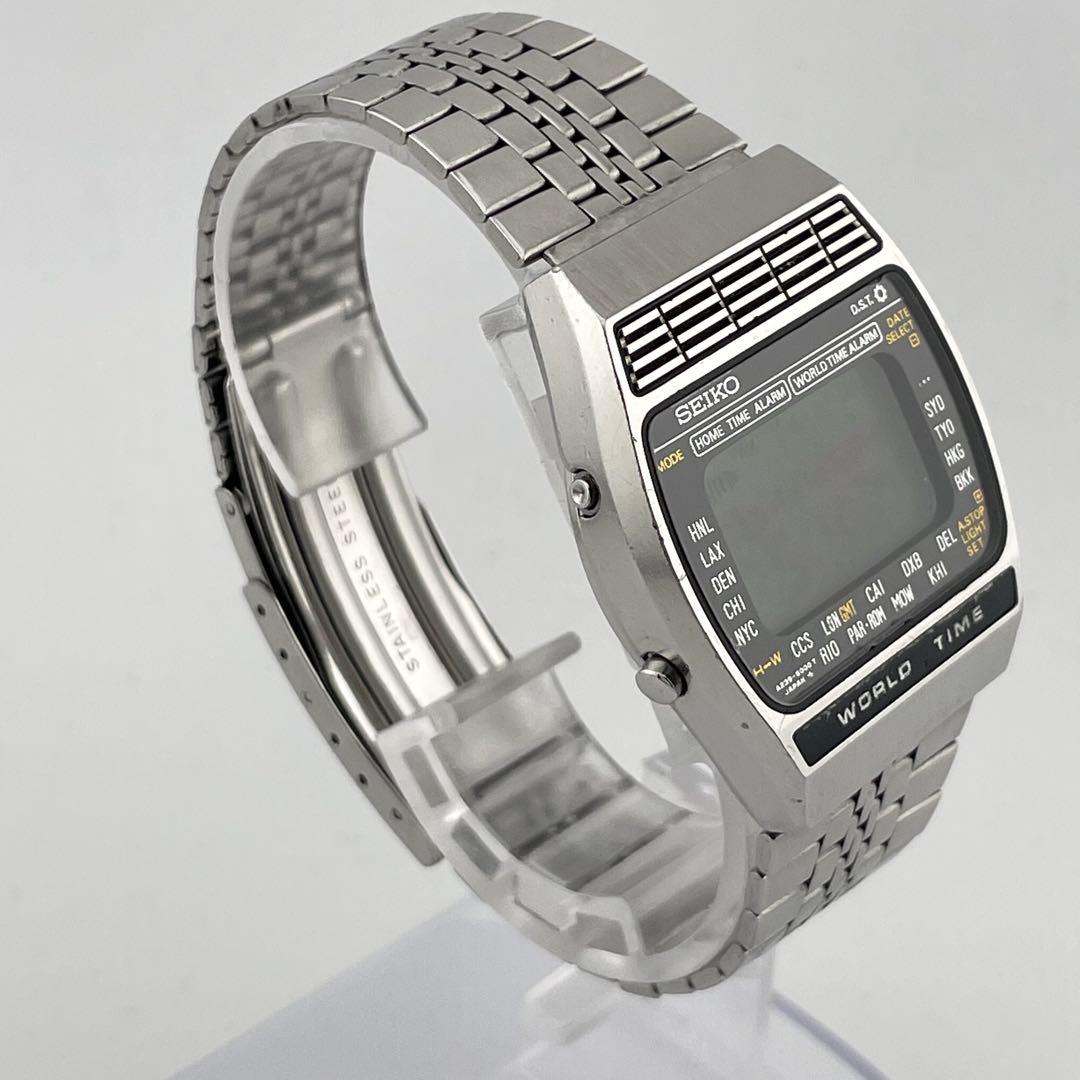 【稼働/新品電池】セイコー　ワールドタイム　スクエア　腕時計　デジタル　メンズ