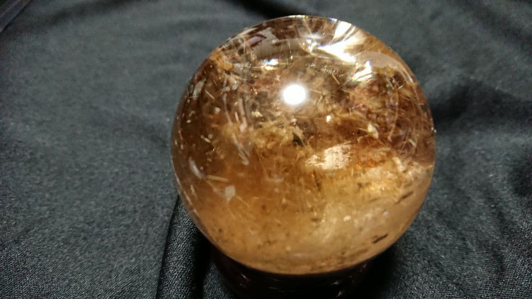 金運、財運、仕事運、成功へと導く キラキラ虹入りルチル、ガーデンクォーツ丸玉