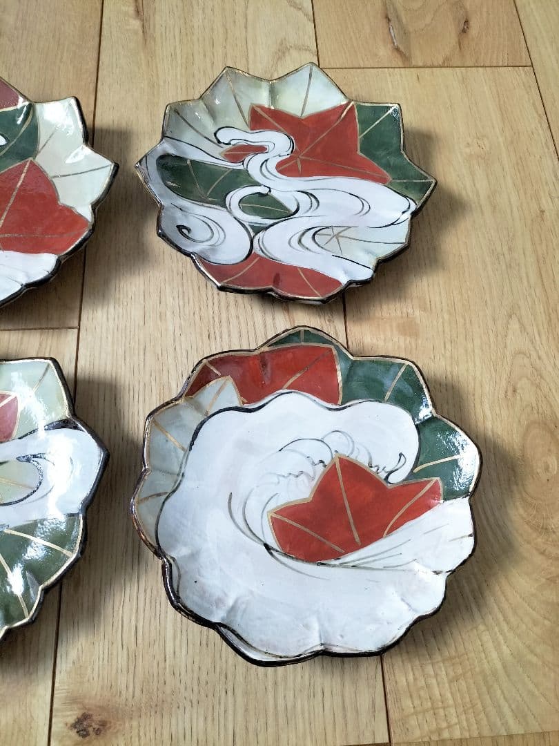 京焼 清水焼 乾山写し竜田川図向付 6枚セット 新品未使用