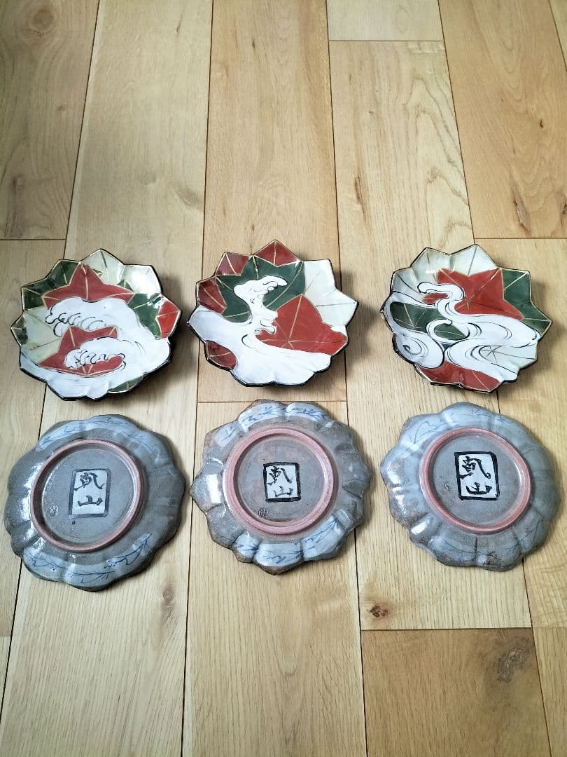 京焼 清水焼 乾山写し竜田川図向付 6枚セット 新品未使用