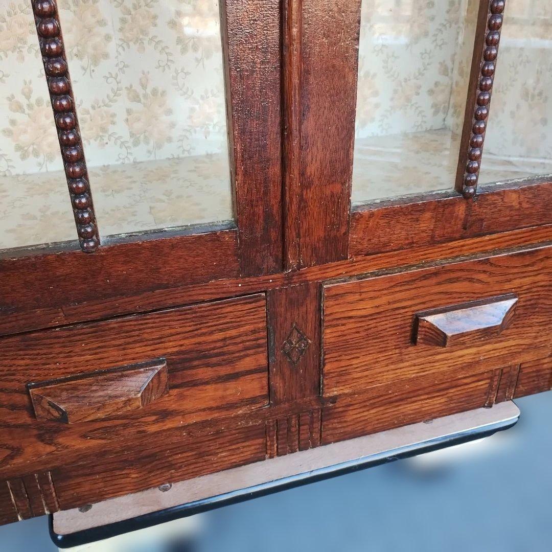 よ*ず様 アンティーク　木製ガラス扉　キャビネット　本棚