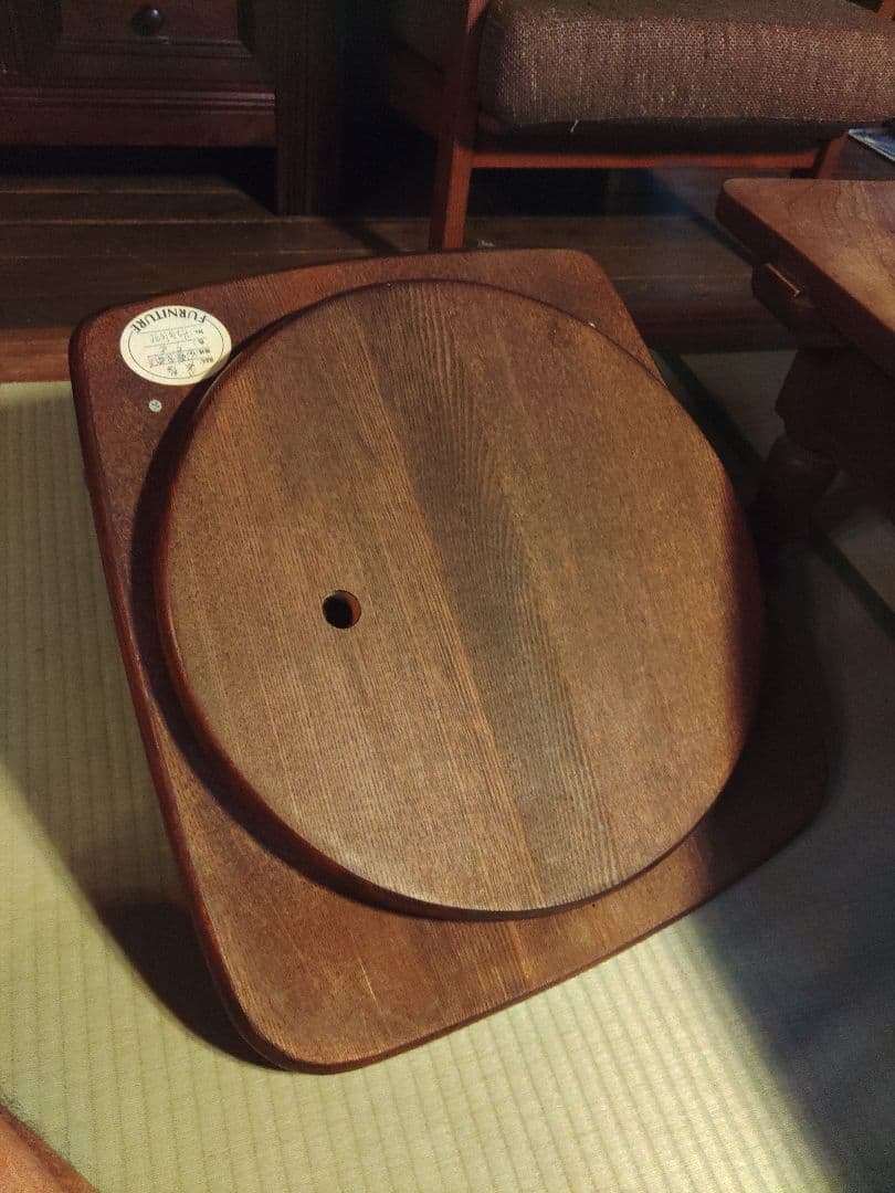 美品　座椅子　回転式　タモ材　無垢　風雅　和室　重厚　レトロ　アンティーク