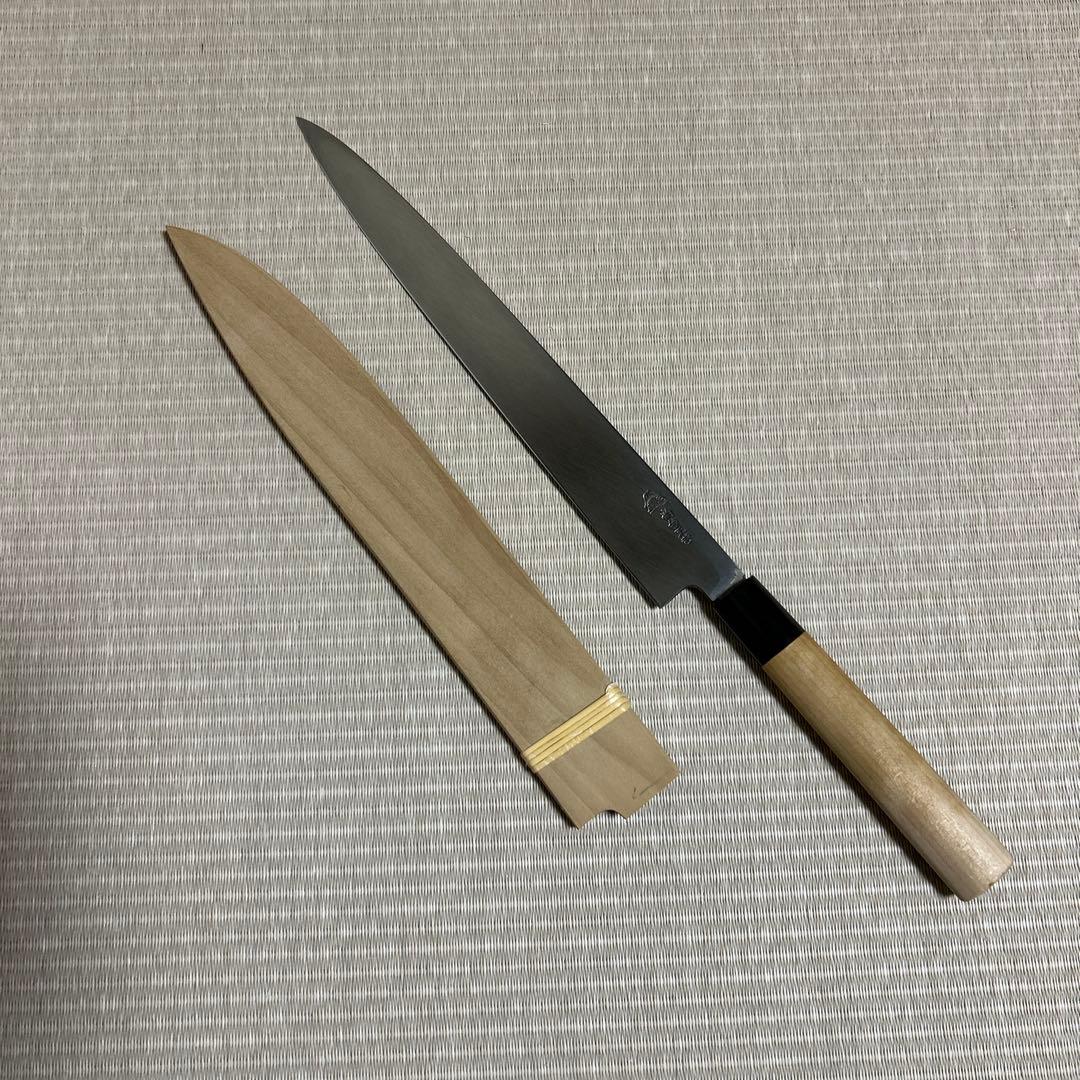 ほぼ未使用に近い　柳刃　包丁　和包丁　尚台正吉　白鋼　刺身包丁　鞘付き