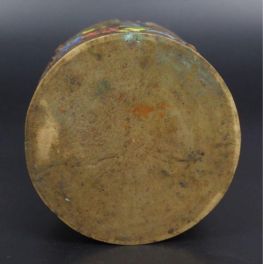 送料無料　江戸～明治　七宝龍文茶筒・茶入　茶道具　検/銀瓶鉄瓶茶托茶壺古錫玉川堂