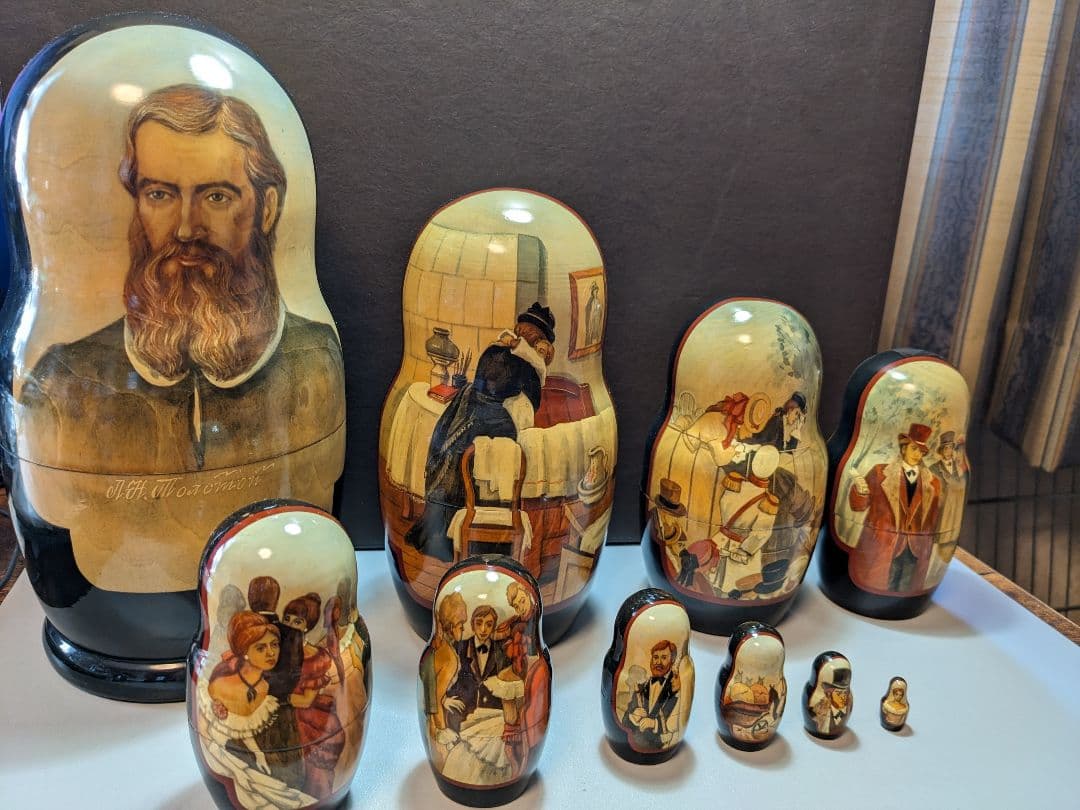 マトリョーシカ　人形　トルストイ　アンナ　カレーニナ　手描き　ロシア　1998