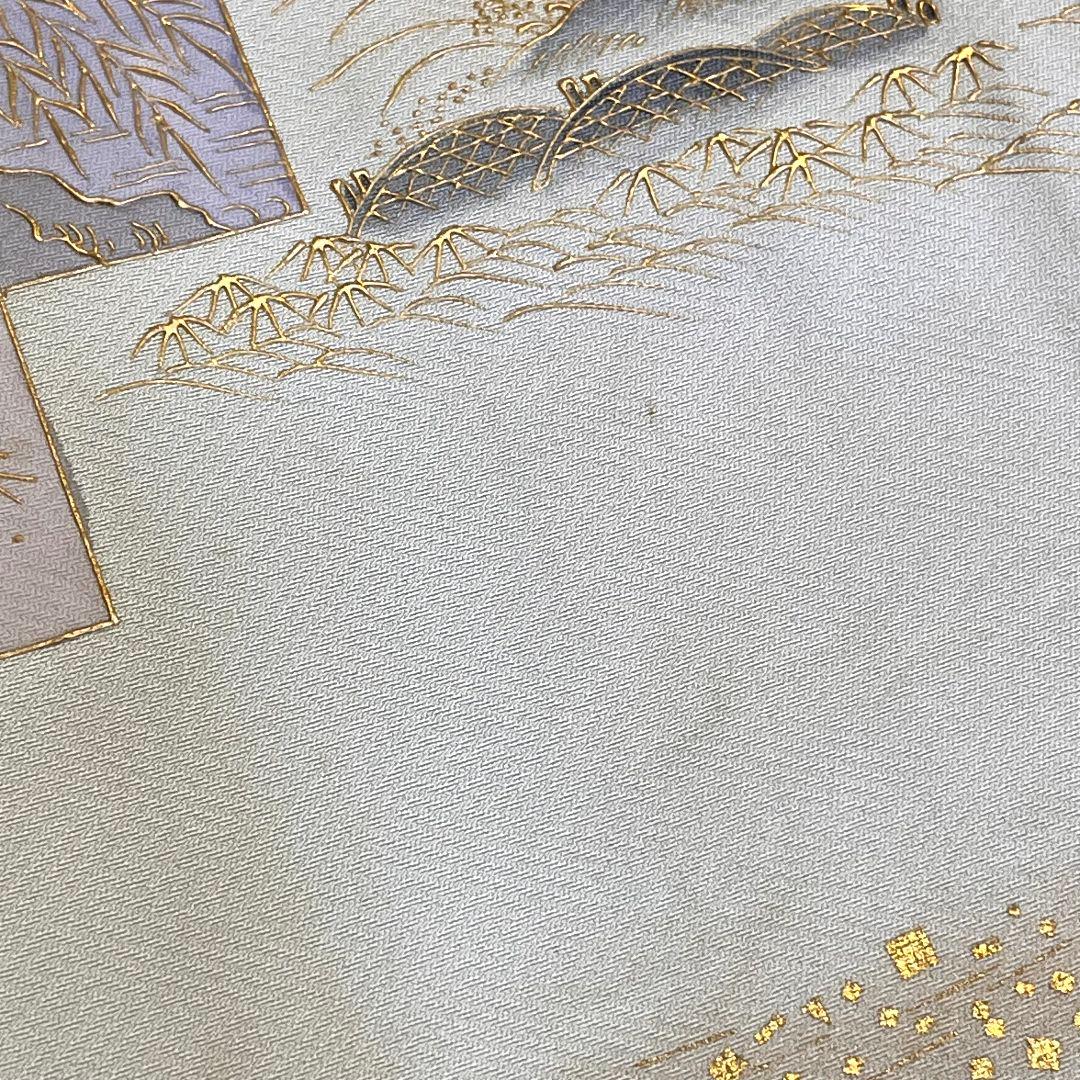 訪問着4点セット　正絹　たたき　相良刺繍　京友禅