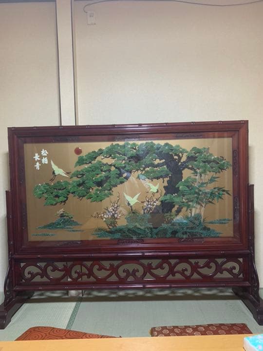 旧家蔵出　屏风　中国　実木　両面有り　時代品　古美術品　骨董品