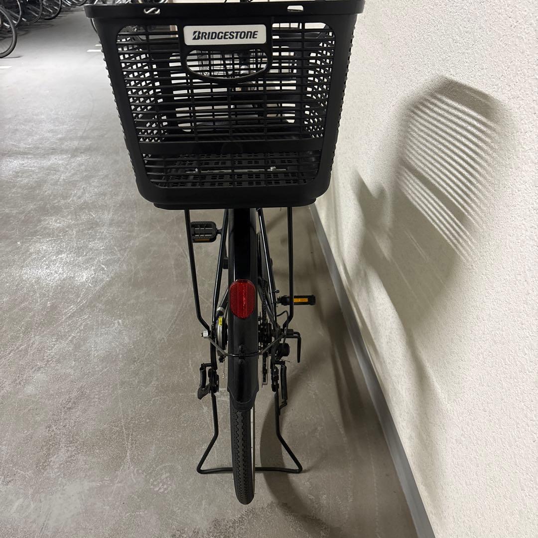 黒のシティサイクル 前後カゴ付き 27インチ　丸石　オートライト　自転車