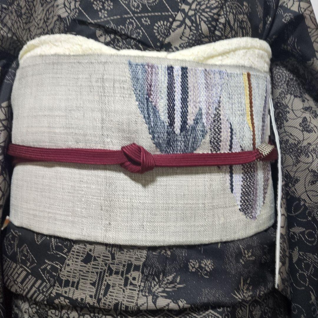 美品 紬 八寸名古屋帯 長尺 387 やまとガード加工