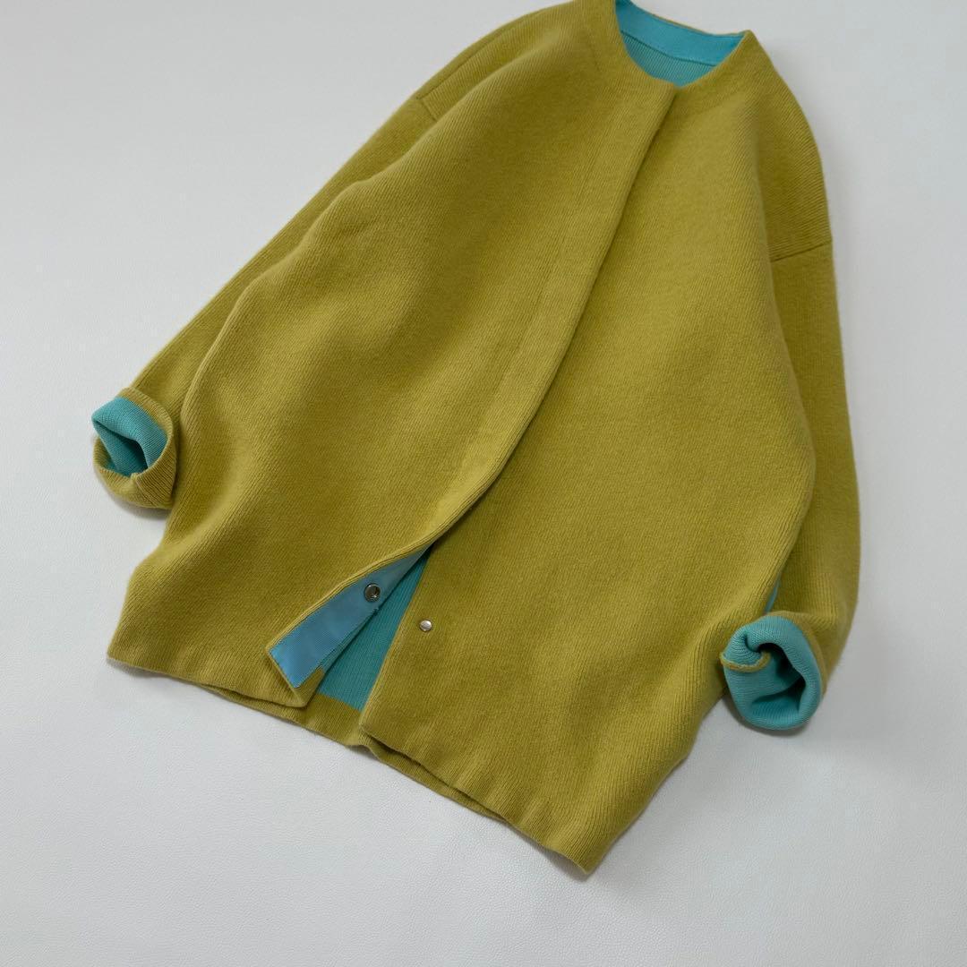 エレンディーク ラクーンミックスダブルカーディガン　ダブルフェイス　イエロー