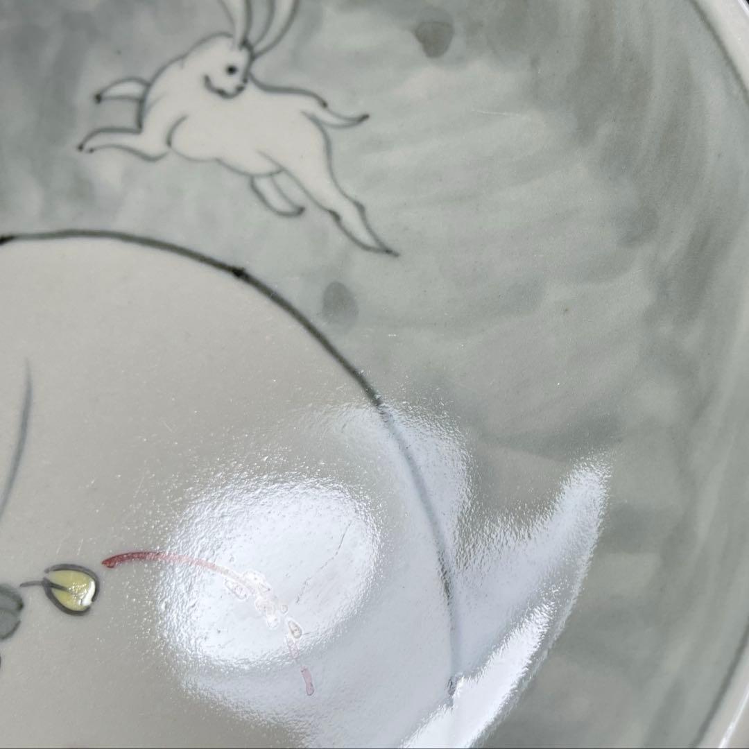 伊万里焼　文祥作　染錦うさぎ絵　 6.5寸皿　5枚