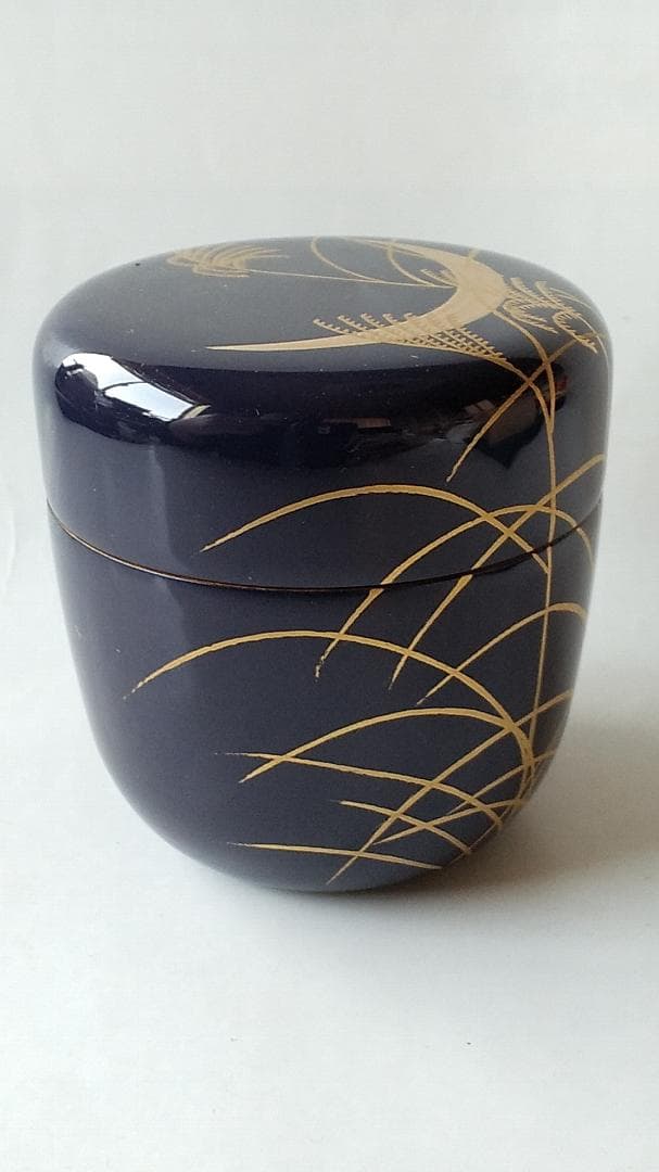 山中塗 中村湖彩 作 秋草に兎蒔絵 中棗 漆器 漆芸 茶道具 棗 共箱 新品