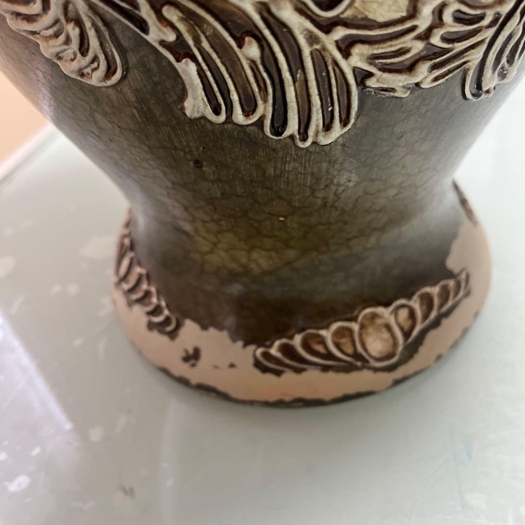 母子像 花瓶 陶器製 高さ約46cm 壺底1837F.Sを書きあり