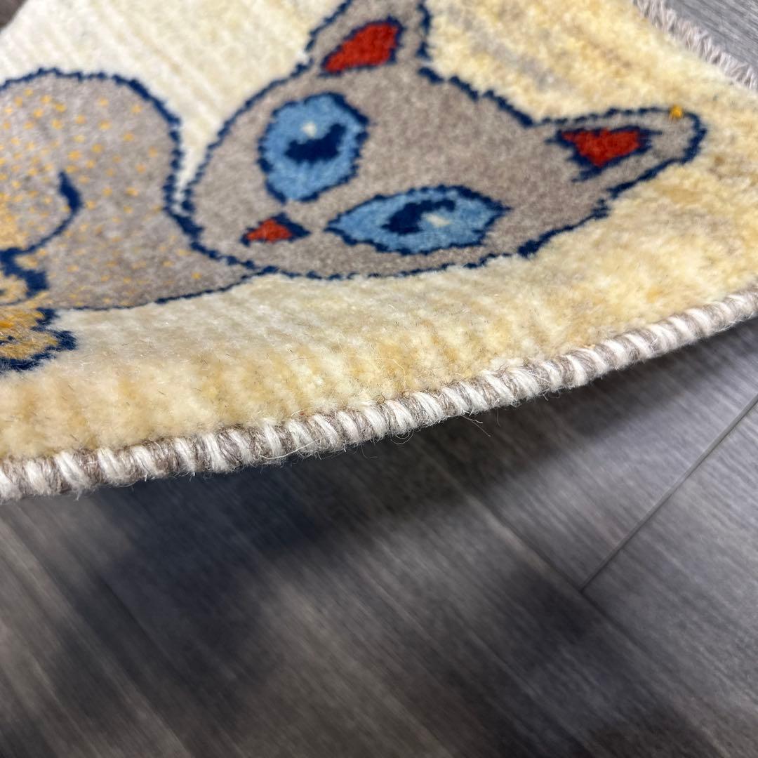 ペレシヤギャッベ手織り絨毯ミニラグアニメル絨毯42cmx38cm