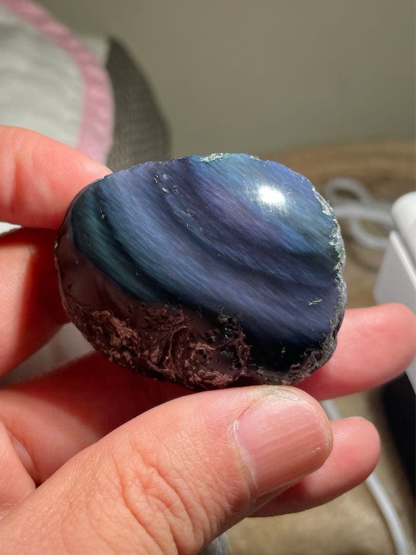 研磨品　十勝石玲瓏　複合色レインボーオブシディアン　特級品