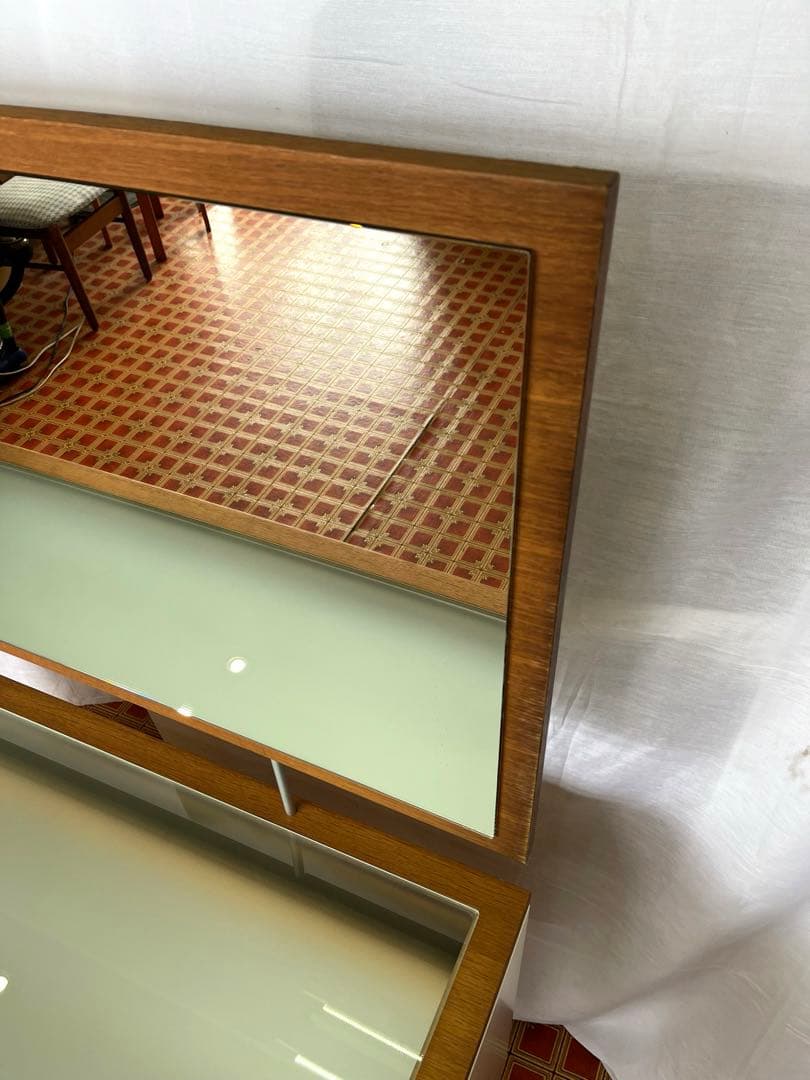 【アンティーク】北欧レトロ 鏡台 3段引出し ドレッサー チェスト キャビネット