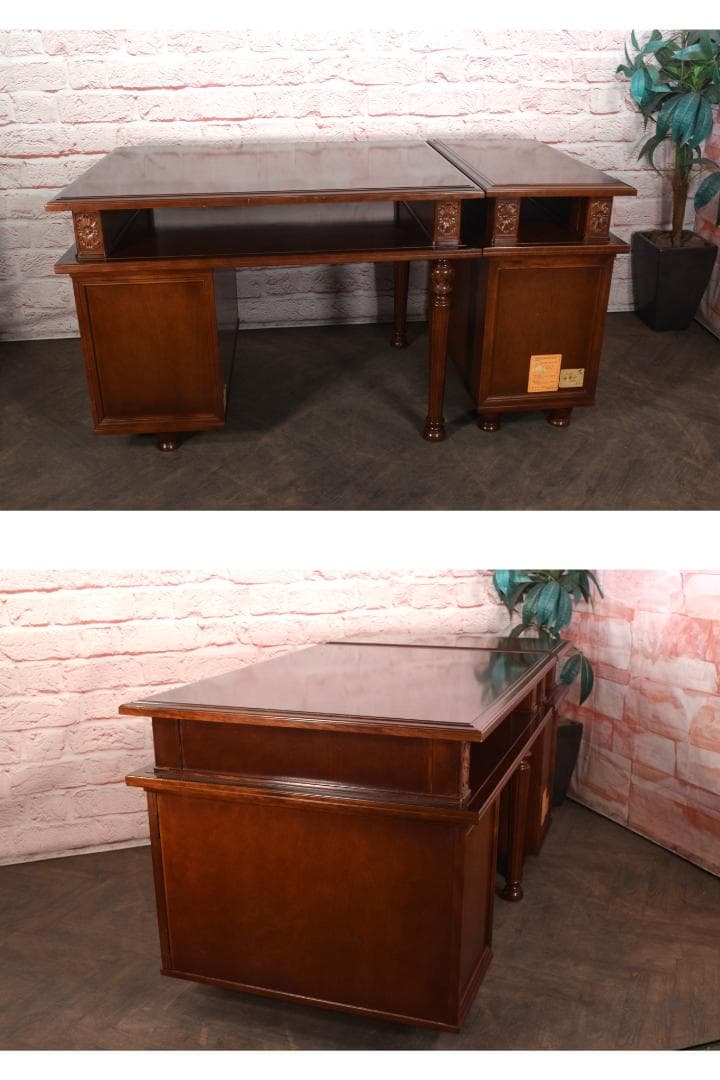 専用出品　徳田家具 最高級 国会議事堂使用 片袖机 桜材