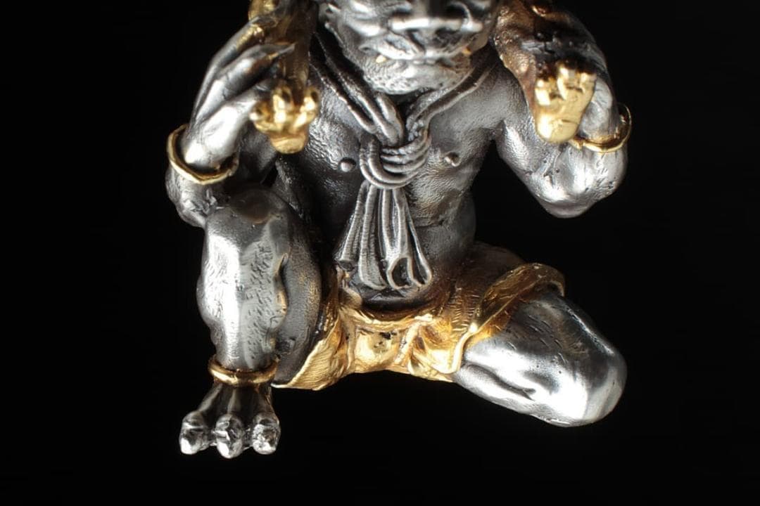 【内島青鳳(市平)作 】超絶技巧 純銀製 「鬼子母神」純銀刻 共箱附 秀逸作