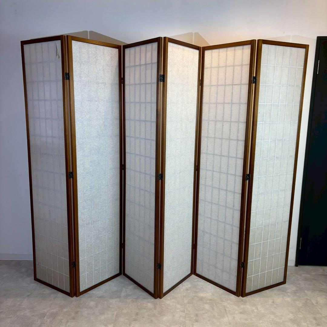 障子スクリーン ハイタイプ 6曲　パーテーション　間仕切り　和家具