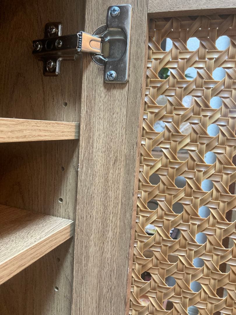 [14の購入15発送 16-18発送不可]LOWYAラタンキッチン収納幅90cm