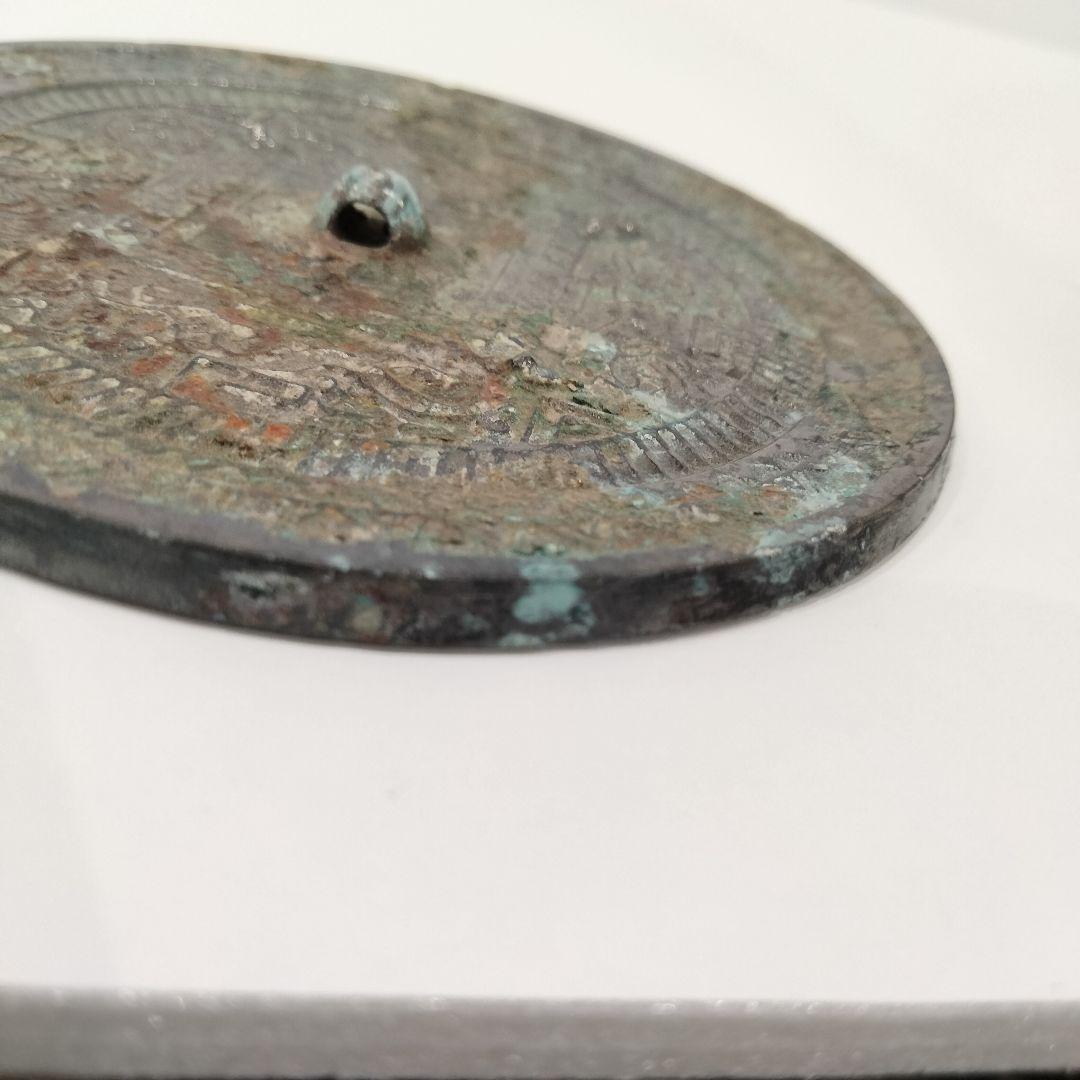 V364 中国 白銅 花弦文鏡 古鏡 白銅鏡 直径9㎝ J