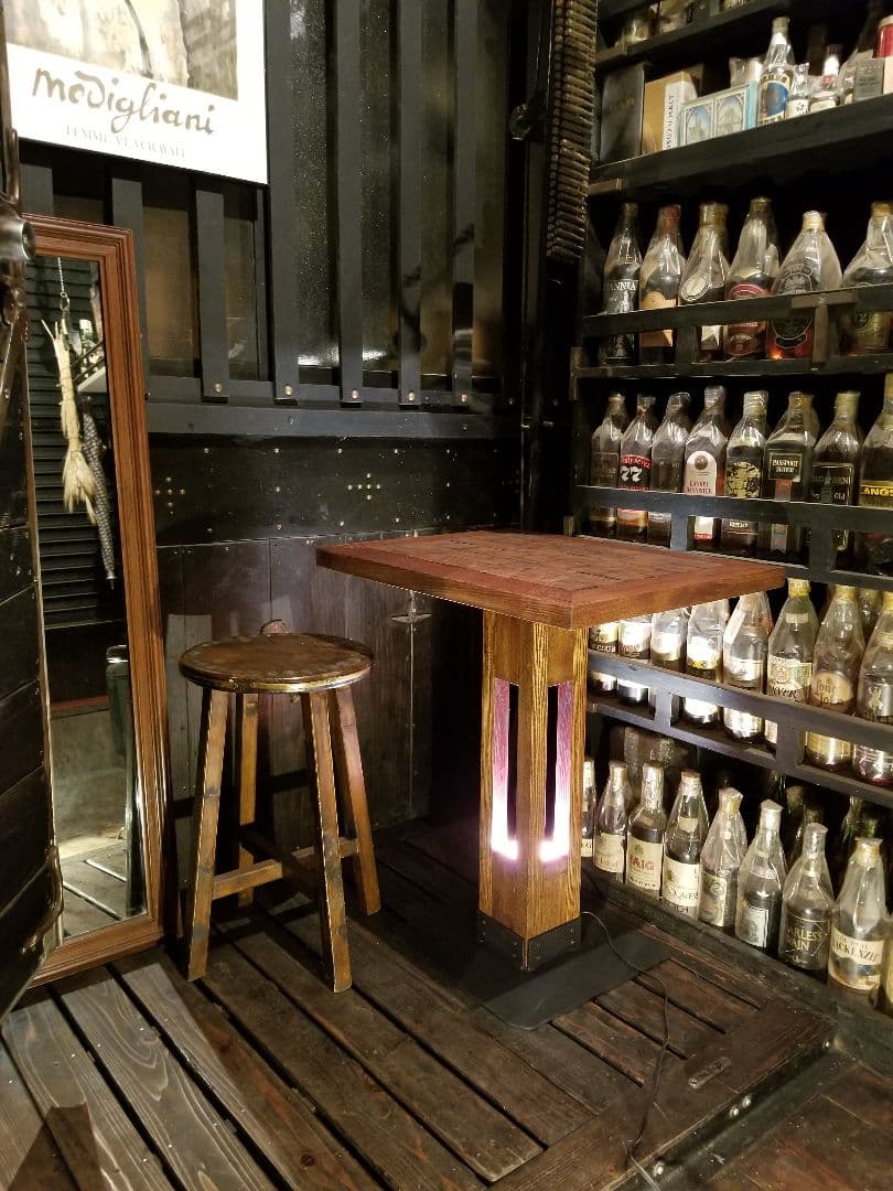 オーダーメイド　デザイナーズ　モダン　アイアン　オーク　サイドテーブル　ランプ