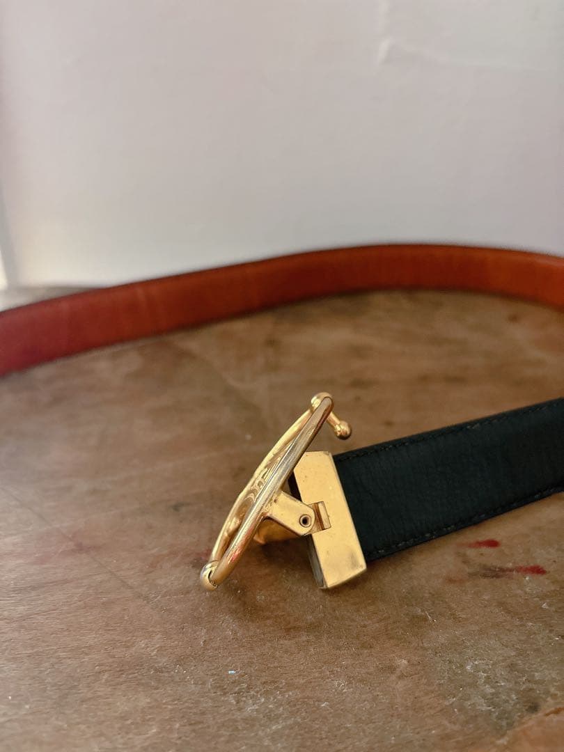 【希少品】セリーヌ レディースベルト リバーシブル 黒 茶 オールド ビンテージ