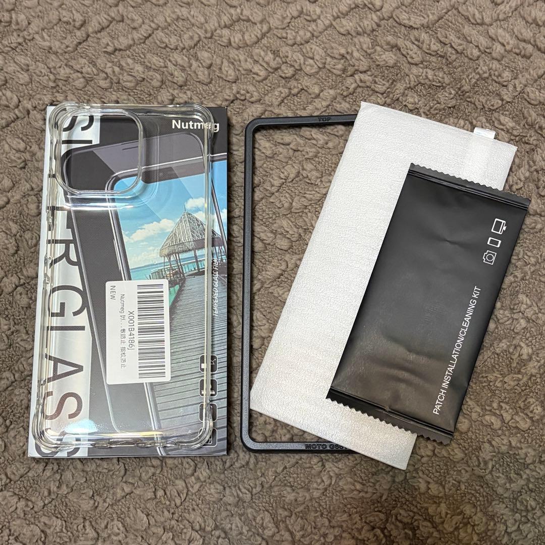 【美品】moto g66y 5g グレーミスト クリアケース、ガラスフィルム付き