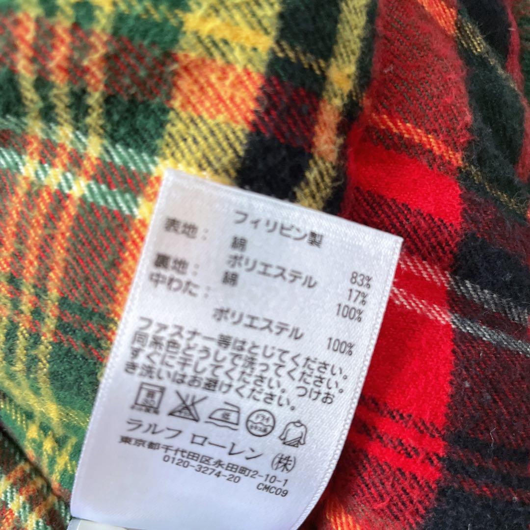 ポロバイラルフローレン M 中綿 ダウンベスト 裏地チェック ポニー　肉厚　紺