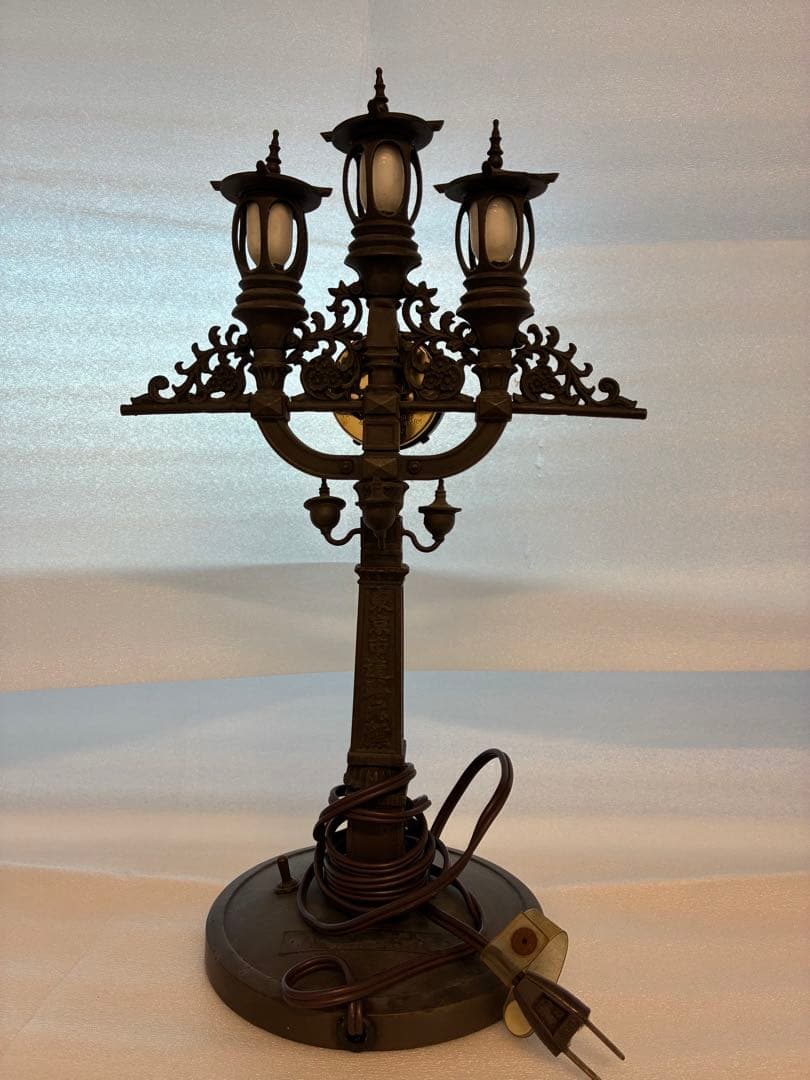 【東京市道路元標•日本橋•完成記念】アンティーク テーブルランプ 時計付き